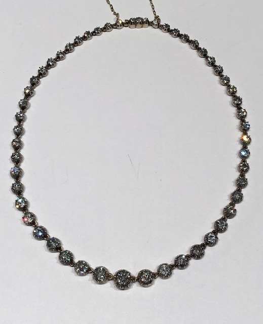 Antique diamond collet necklace of 51 collets